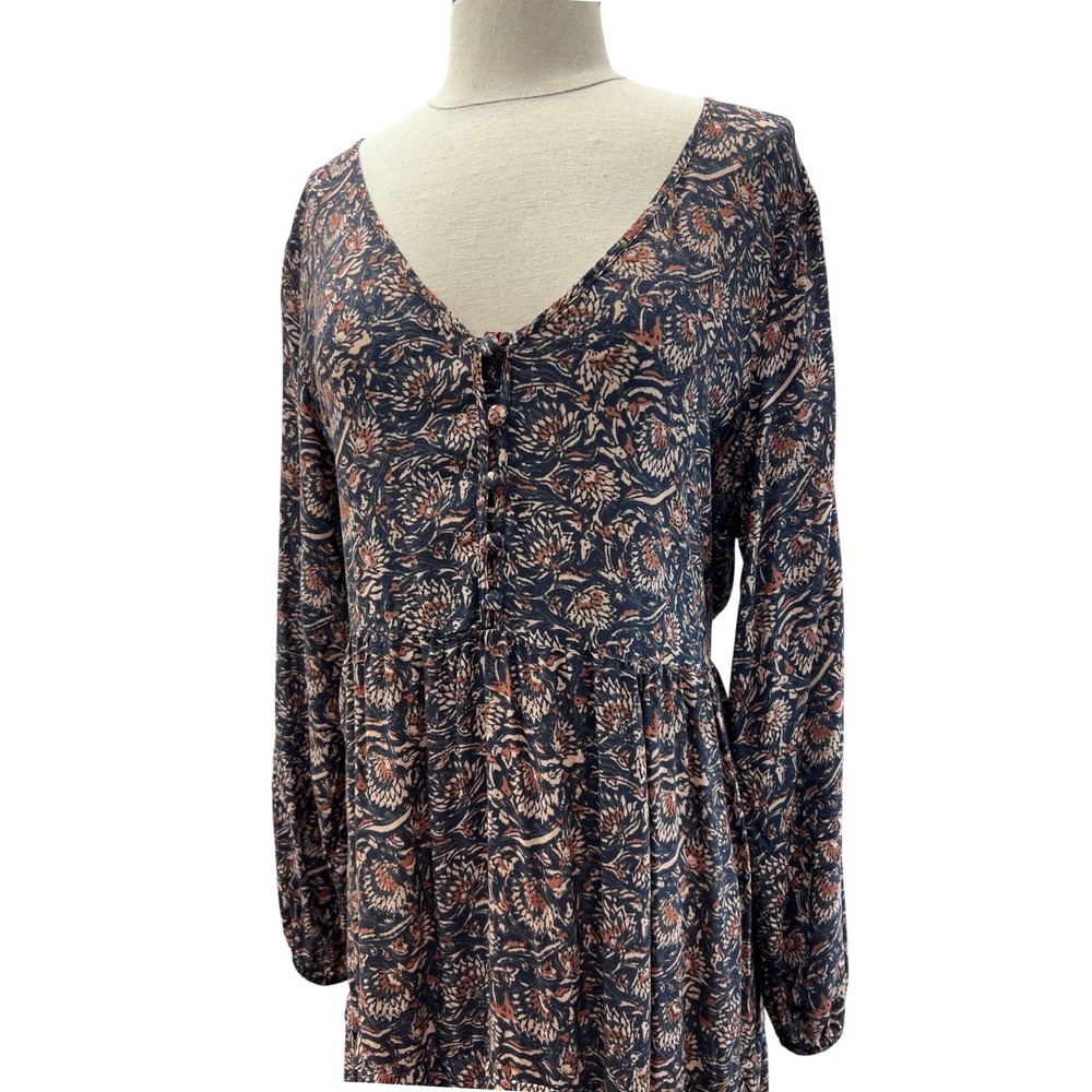 Faherty Isabella Maxi Dress Women Large Navy Rose Excellent Tiered Boho Paisley - Picture 8 of 10